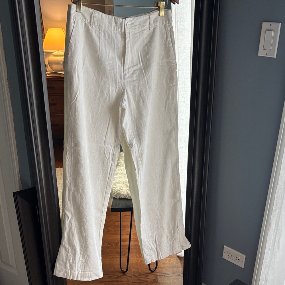 Sanctuary White Linen Blend Buttoned Pants